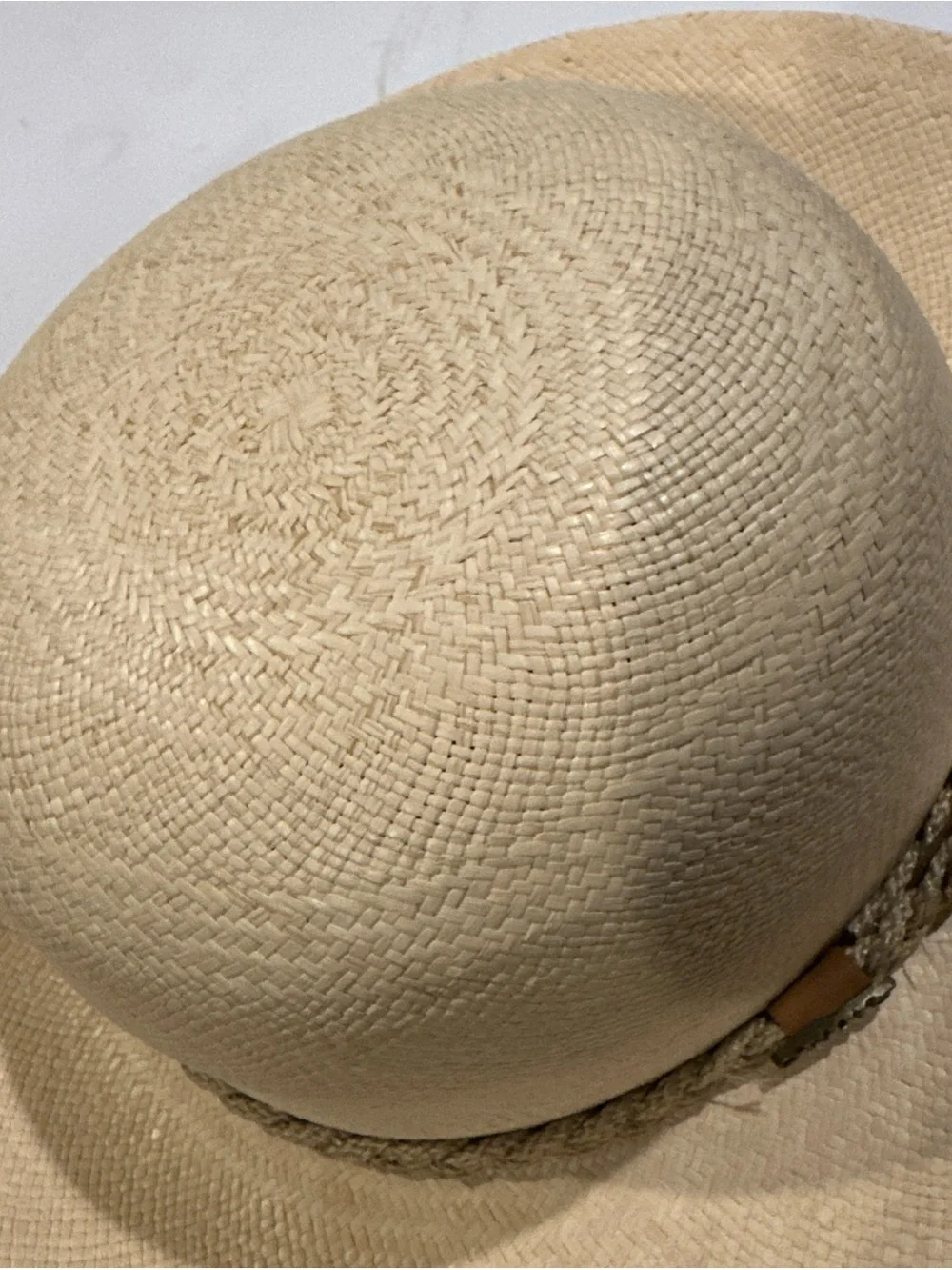 Orvis Beige Straw Sun Hat with Braided Tan Band